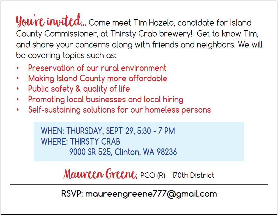 Tim Hazelo meet-and-greet invitation