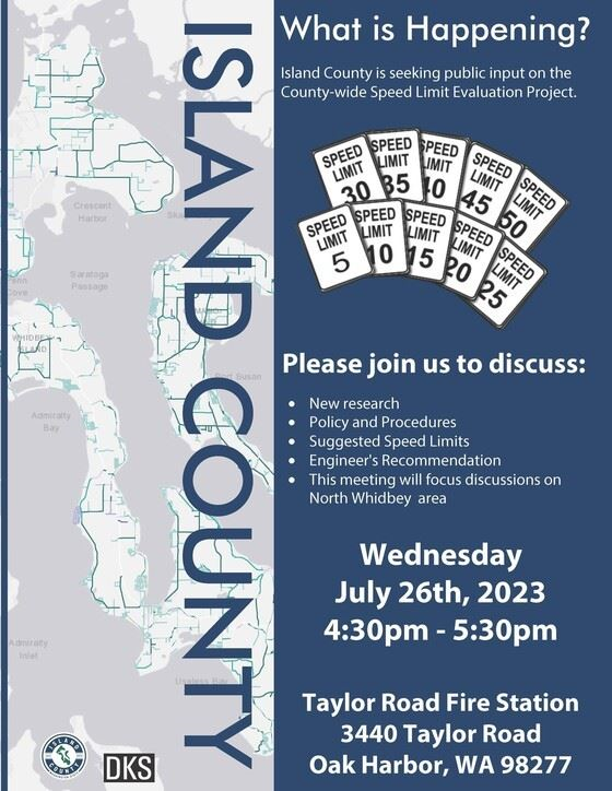 Island County Public Works: North Whidbey Speed Limit Public Meeting, July 2023.