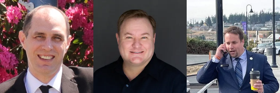 Candidates for Mayor of Oak Harbor: Nick Green, Ronnie Wright, and Shane Hoffmire. (Not pictured: Craig Nurvic)